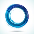 Blue brush painted watercolor circle Royalty Free Stock Photo