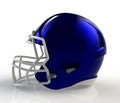 Blue brushed galvanized american football helmet side view on a white background with detailed clipping path Royalty Free Stock Photo