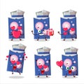 Blue bubble gum cartoon character with love cute emoticon Royalty Free Stock Photo