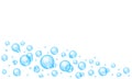 Blue bubbles abstract background with place for text. Bath sud, aquarium or sea water stream, soap or cleanser foam