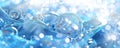 Blue bubbles and glass spheres on a white background creating a serene and abstract scene Royalty Free Stock Photo