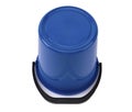 Blue bucket made of plastic for various purposes on a white background