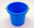 Blue bucket toy with yellow handle isolated on transparent background. Baby and kid activity for the beach. PNG Royalty Free Stock Photo