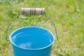 Blue bucket of water