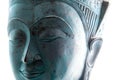 Blue Buddha face. Contemporary spiritual lifestyle close-up. Soft selective focus Royalty Free Stock Photo