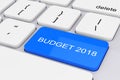 Blue Budget 2018 Key on White PC Keyboard. 3d Rendering Royalty Free Stock Photo