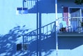Blue building with balcony. Royalty Free Stock Photo