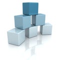 Blue building blocks or cubes on white background Royalty Free Stock Photo