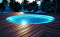 home luxury summer water palm large blue pool swimming relaxation. Generative AI.