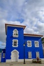 Blue building in Pitoresque town, Redes, Spain, Galicia Royalty Free Stock Photo