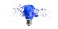 blue bulb destroying on white background