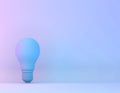 Blue bulb in vibrant bold gradient purple and blue holographic colors background. Minimal concept art surrealism