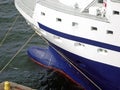 Blue bulbous bow of a ship