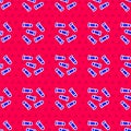 Blue Bullet icon isolated seamless pattern on red background. Vector Royalty Free Stock Photo