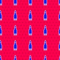 Blue Bullet icon isolated seamless pattern on red background. Vector Royalty Free Stock Photo
