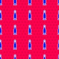 Blue Bullet icon isolated seamless pattern on red background. Vector Royalty Free Stock Photo