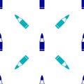 Blue Bullet icon isolated seamless pattern on white background. Vector Royalty Free Stock Photo