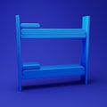 Blue Bunk bed icon isolated on blue background. Minimalism concept. 3D render illustration Royalty Free Stock Photo