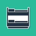 Blue Bunk bed icon isolated on green background. Vector Royalty Free Stock Photo