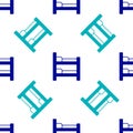 Blue Bunk bed icon isolated seamless pattern on white background. Vector Royalty Free Stock Photo