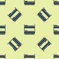 Blue Bunk bed icon isolated seamless pattern on yellow background. Vector Royalty Free Stock Photo