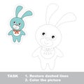 Blue Bunny to be traced. Vector trace game.