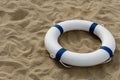 blue buoy on sand with copy space Royalty Free Stock Photo