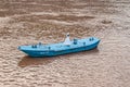 Blue buoy sloop during twilight on Yangtze River, Chongqing, China Royalty Free Stock Photo