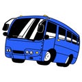 blue bus front side view vector