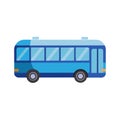 Blue bus illustration against white background in simple flat vector design style Royalty Free Stock Photo