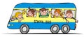 Blue bus with school children, funny vector illustration Royalty Free Stock Photo