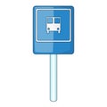 Blue bus stop sign icon, cartoon style Royalty Free Stock Photo