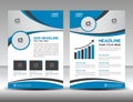 Blue business brochure flyer design layout template in A4 size Royalty Free Stock Photo