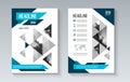 Blue business brochure flyer layout template in geometric style
