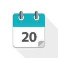 Blue business calendar 20 icon Royalty Free Stock Photo