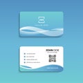 Blue business card with abstract wavy background