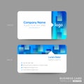 Blue business card, membership card, VIP club card template with abstract rectangle shape graphic element on white background. Royalty Free Stock Photo