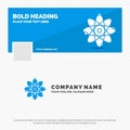 Blue Business Logo Template for atom, nuclear, molecule, chemistry, science. Facebook Timeline Banner Design. vector web banner