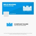 Blue Business Logo Template for Castle, defense, fort, fortress, landmark. Facebook Timeline Banner Design. vector web banner