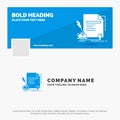 Blue Business Logo Template for contract, paper, document, agreement, award. Facebook Timeline Banner Design. vector web banner