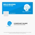 Blue Business Logo Template for creative, creativity, head, idea, thinking. Facebook Timeline Banner Design. vector web banner