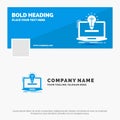 Blue Business Logo Template for laptop, solution, idea, bulb, solution. Facebook Timeline Banner Design. vector web banner