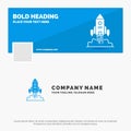 Blue Business Logo Template for Rocket, spaceship, startup, launch, Game. Facebook Timeline Banner Design. vector web banner Royalty Free Stock Photo