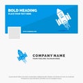 Blue Business Logo Template for space craft, shuttle, space, rocket, launch. Facebook Timeline Banner Design. vector web banner Royalty Free Stock Photo