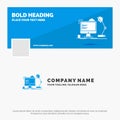 Blue Business Logo Template for workplace, workstation, office, lamp, computer. Facebook Timeline Banner Design. vector web banner Royalty Free Stock Photo