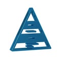 Blue Business pyramid chart infographics icon isolated on transparent background. Pyramidal stages graph elements.