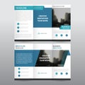 Blue business trifold Leaflet Brochure Flyer report template minimal flat design set, abstract three fold presentation Royalty Free Stock Photo