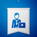 Blue Businessman icon isolated on blue background. Business avatar symbol user profile icon. Male user sign. White