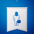 Blue Businessman icon isolated on blue background. Business avatar symbol user profile icon. Male user sign. White