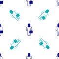 Blue Businessman icon isolated seamless pattern on white background. Business avatar symbol user profile icon. Male user